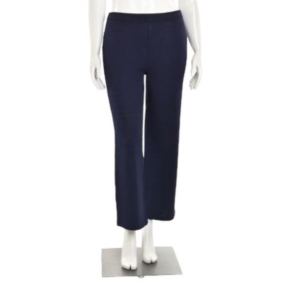 St John Collection Blue Santana Knit Pants Size 6 Wool Blend Pull On Ankle Crop - Picture 2 of 15